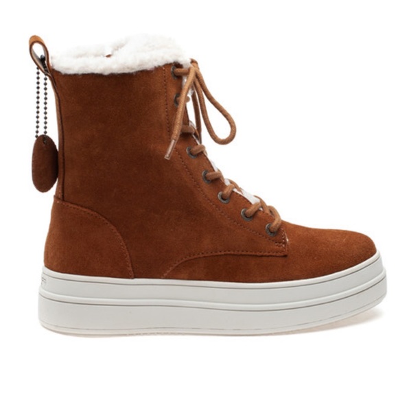 J/SLIDES Torrie Cognac Waterproof Suede Hi Top - Picture 10 of 16